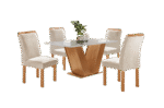 Conjunto de Mesa de Jantar com Tampo de Vidro e 4 Cadeiras - Imagem 2
