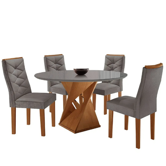 Conjunto de Mesa de Jantar com Tampo de Vidro e 4 Cadeiras - Imagem 1