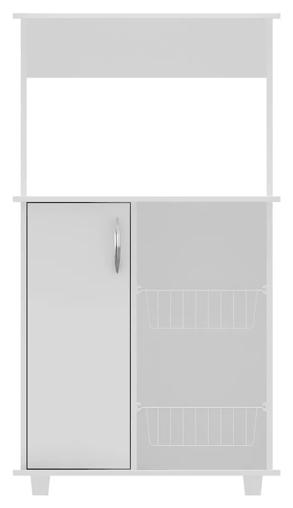 Balcão Multiuso 2 Portas 1 Gaveta Índia Nogal e Branco - Imagem 2