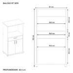 Balcão Multiuso 2 Portas 1 Gaveta Índia Nogal e Branco - Imagem 4
