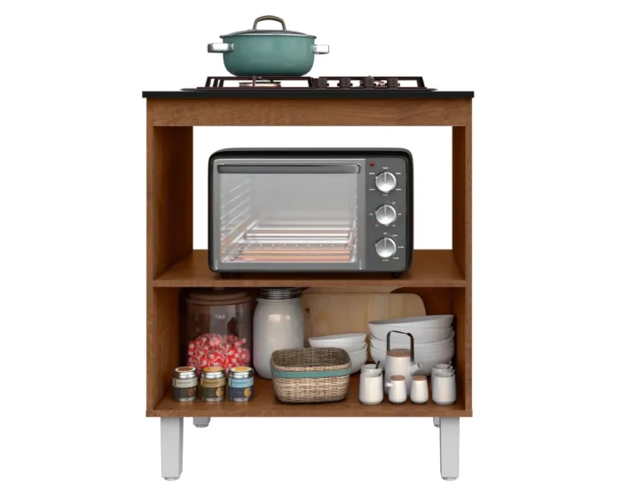 Balcão para Cooktop 4 Bocas 1 Porta Master Nature e Preto - Imagem 4