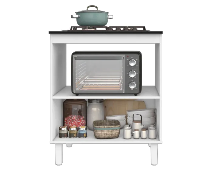 Balcão para Cooktop 4 Bocas 1 Porta Master Nature e Branco - Imagem 3