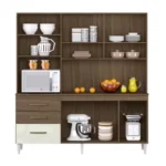 Cozinha Compacta 7 Portas 3 Gavetas Mirela Âmbar e Off White - Imagem 4