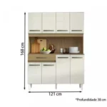 Cozinha Compacta 8 Portas 1 Gaveta Cleo Atacama e Off White - Imagem 2