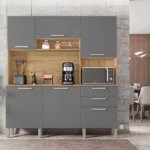 Cozinha Ferrara 6 Portas e 2 Gavetas Freijó Gris - Imagem 3
