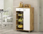 Fruteira 1 Porta 1 Gaveta 3 Cestos Natasha Castanho e Branco - Imagem 2