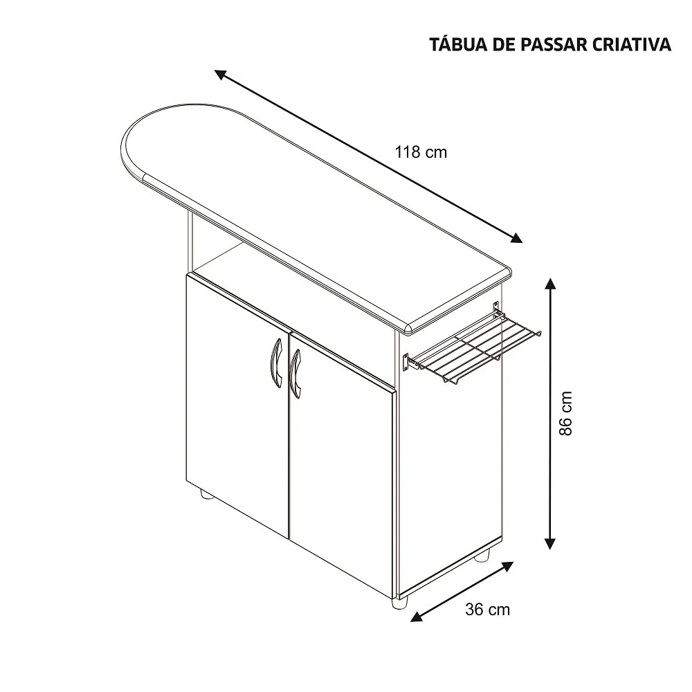 Tabúa de Passar 2 Portas Criativa Branco - Imagem 3