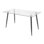 Mesa Taurus Base Metal Preto Tampo Vidro - Or Design