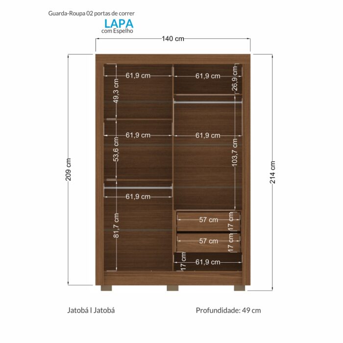 Guarda roupa Buriti 4 portas Jatoba - Imagem 2