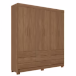 Guarda roupa Cas Star 6 portas 9 gavetas com espelho JATOBA