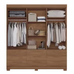 Guarda roupa Cas Star 6 portas 9 gavetas com espelho JATOBA - Imagem 4