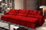 Sofá Retrátil e Reclinável 5 Lugares de Veludo - Imagem 7
