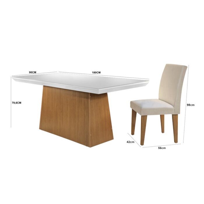 Mesa de Jantar Retangular Com Tampo de Vidro Luna - Imagem 3