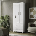 Guarda roupa Fit 3 portas 2 gavetas Branco - Imagem 2