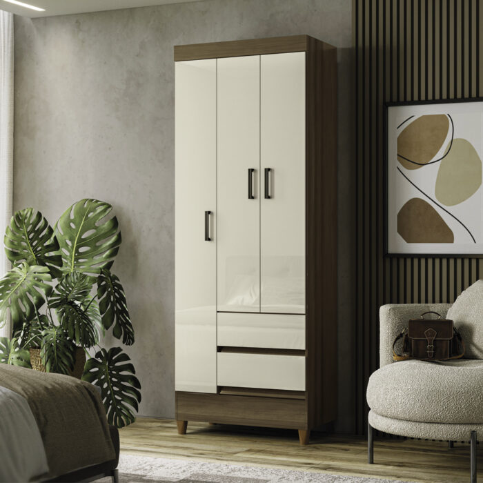 Guarda roupa Fit 3 portas 2 gavetas JEQUITIBA - Imagem 2