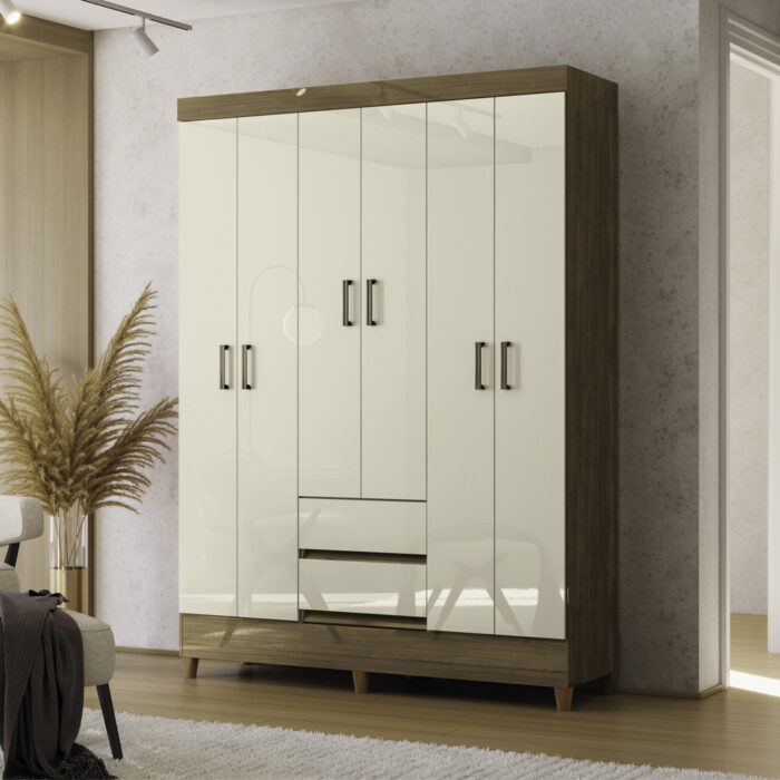 Guarda roupa Fit 6 portas 2 gavetas Jequitibá - Imagem 2