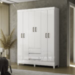Guarda roupa Fit 6 portas 2 gavetas Branco - Imagem 2