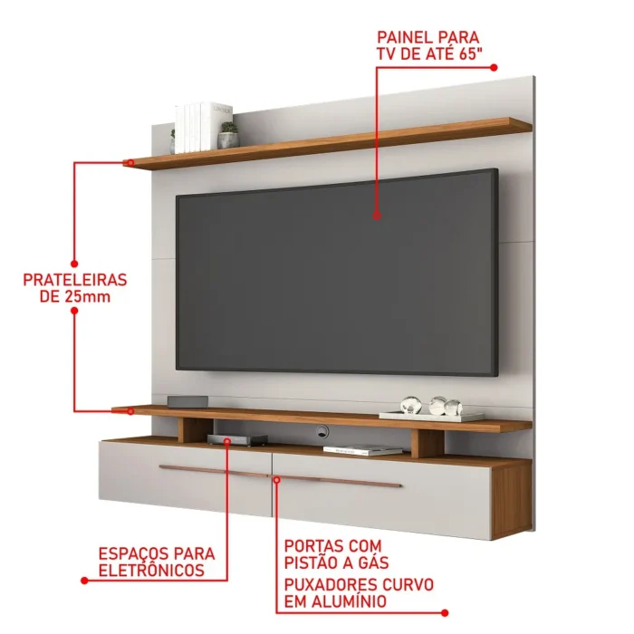 Painel Home para Tv até 65 Polegadas 2 Portas NT 1110 - Imagem 3