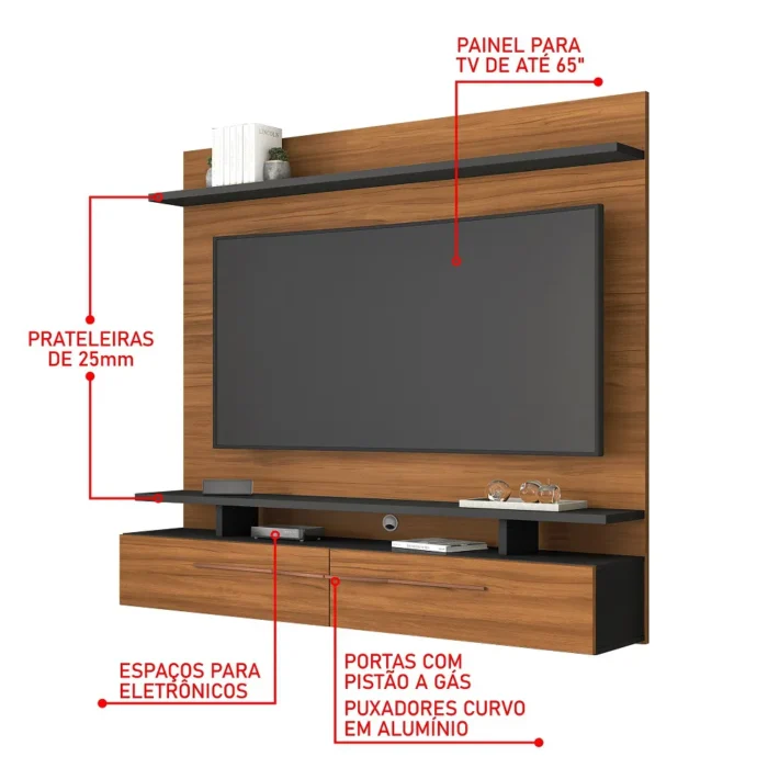 Painel Home para Tv até 65 Polegadas 2 Portas NT 1110 - Imagem 2