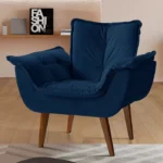 Poltrona Estofada Veludo Azul Marinho - Eros Montana - Imagem 3