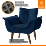Poltrona Estofada Veludo Azul Marinho - Eros Montana - Imagem 4