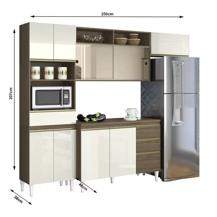 Cozinha Compacta 7 Portas 1 Gaveta Clara - Imagem 4