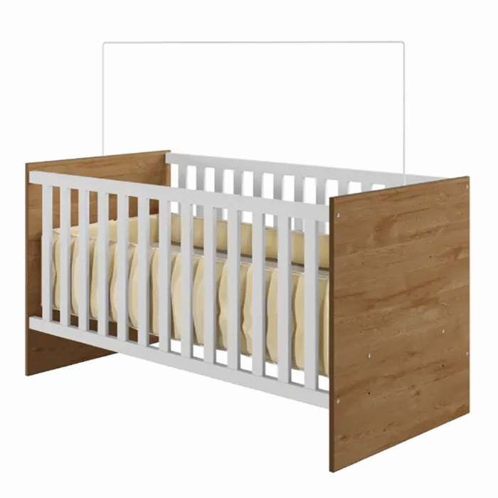Berço Mini cama Life Branco e Amadeirado - Imagem 1