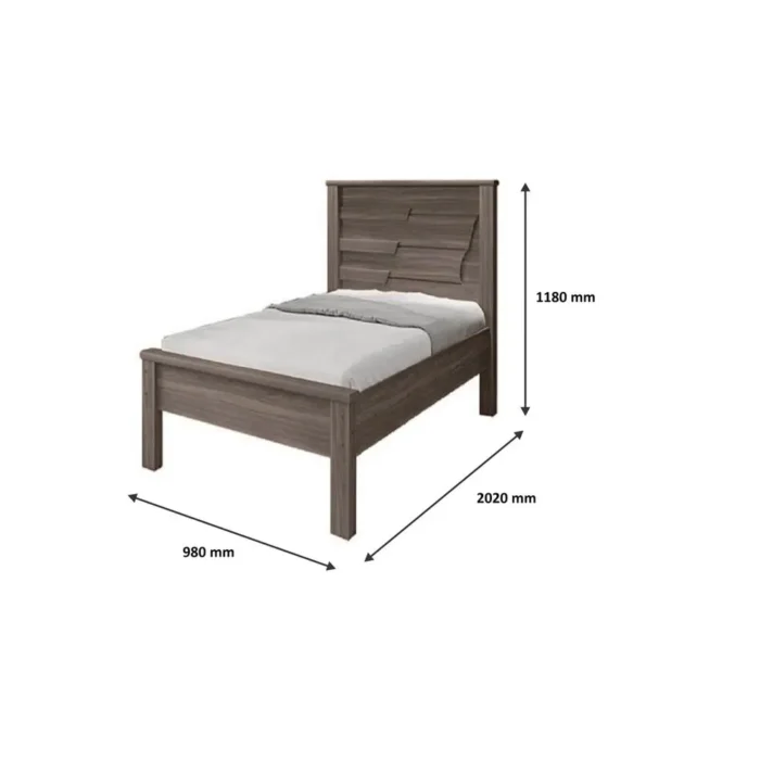 Cama Solteiro Barcelona Rovere e Off White - Imagem 2