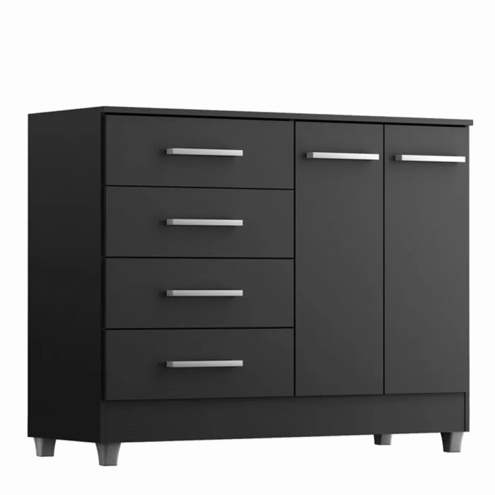 Cômoda 4 Gavetas 2 Portas Gisele Onix - Imagem 1