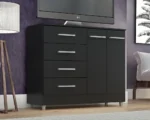 Cômoda 4 Gavetas 2 Portas Gisele Onix - Imagem 2