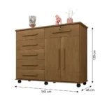 Cômoda 6 Gavetas 2 Portas Gran Luxo Amêndoa - Imagem 3