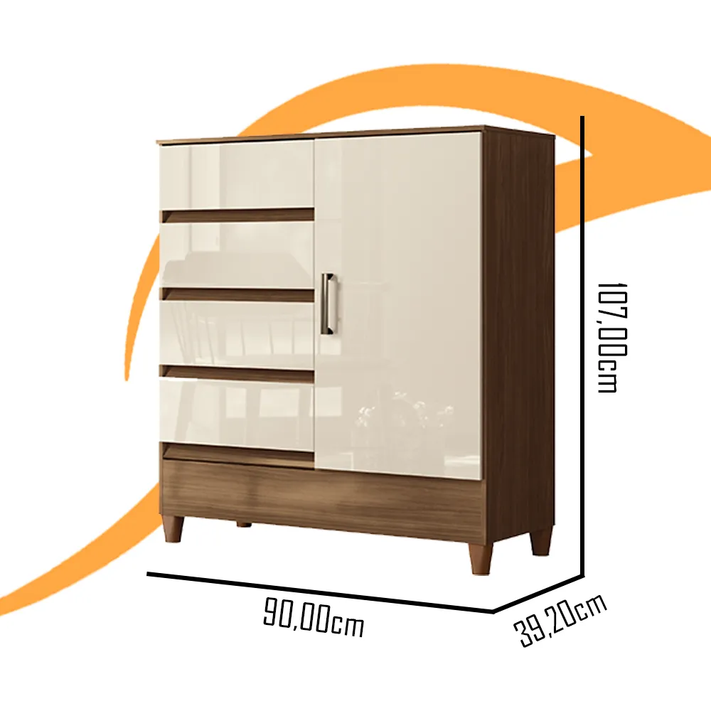 Comoda Fit 4 gavetas 1 porta - Imagem 2