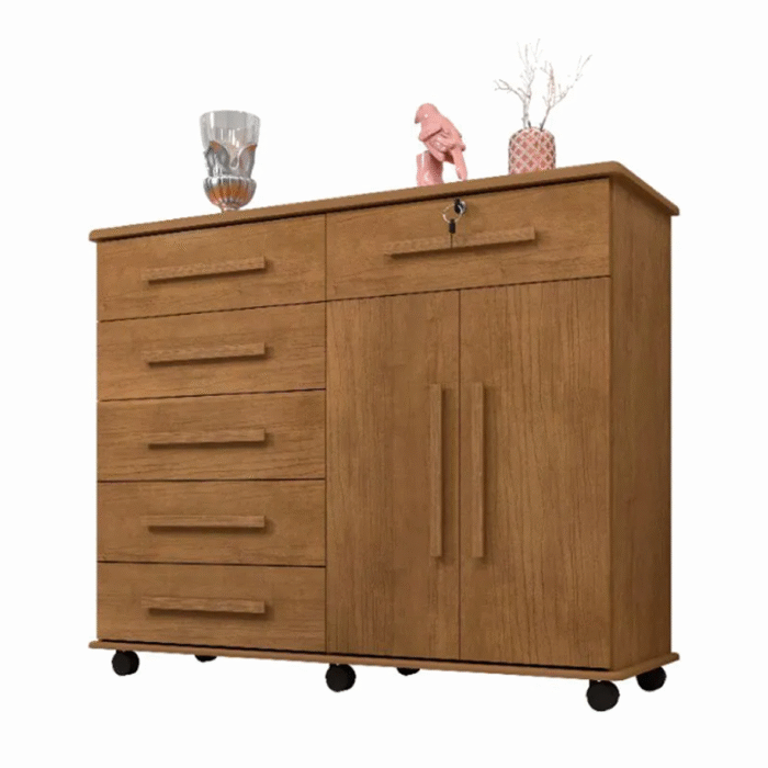 Cômoda 6 Gavetas 2 Portas Gran Luxo Amêndoa - Imagem 1