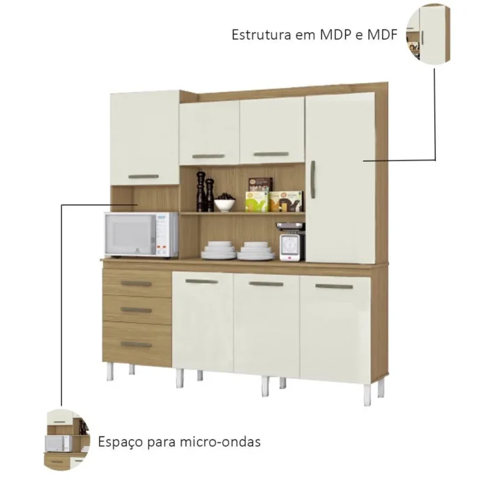 Cozinha Compacta 7 Portas 3 Gavetas Mirela - Imagem 4