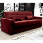 Sofá-Cama 3 Lugares Dinorá Veludo Vinho 222cm - Imagem 2