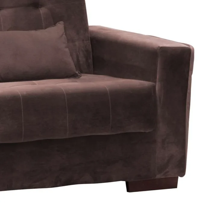 Sofá-Cama 3 Lugares Dinorá Veludo Marrom - Imagem 2