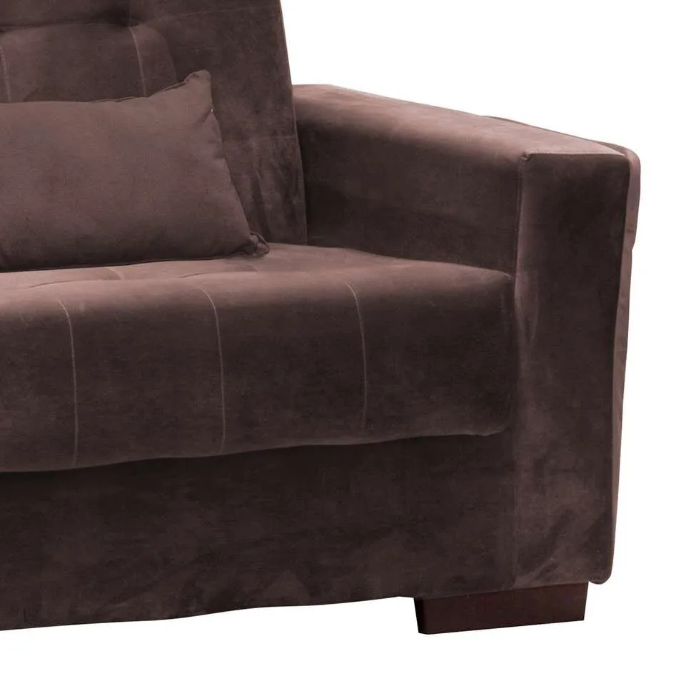 Sofá-Cama 3 Lugares Dinorá Veludo Marrom - Imagem 2