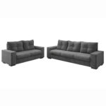 Conjunto de Sofá 2 e 3 Lugares Luminus Veludo Cinza