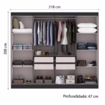 Guarda roupa Master New 8 portas 4 gavetas - Preto - Imagem 3
