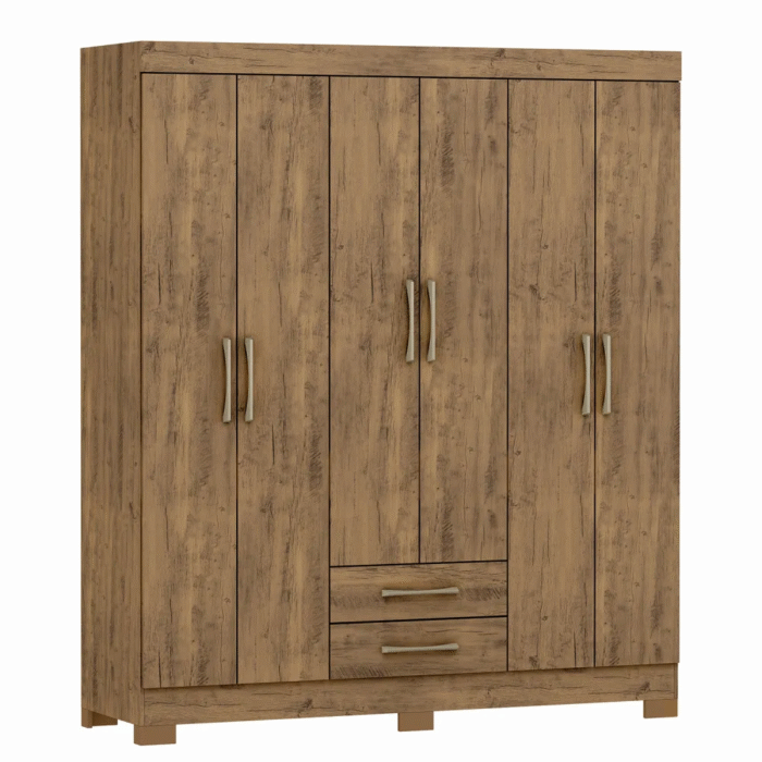 Guarda-Roupa Casal 6 Portas 2 Gavetas Escócia Ipê - Imagem 1