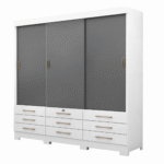 Guarda-Roupa Casal Flex 3 Portas 9 Gavetas New Tóquio Branco