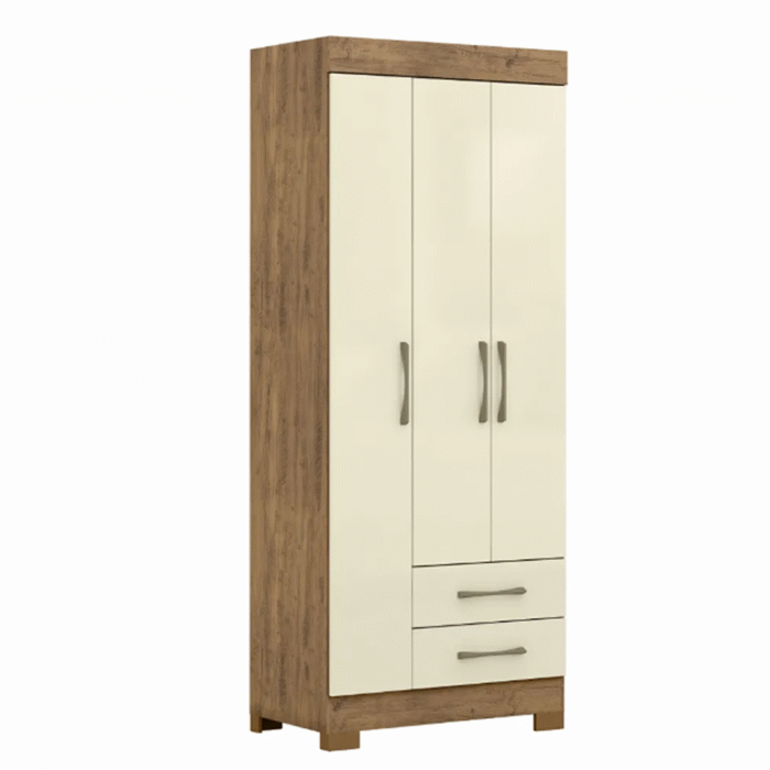 Guarda-Roupa Solteiro 3 Portas 2 Gavetas Escócia Ipê - Imagem 1