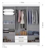 Guarda-Roupa Casal 6 Portas 2 Gavetas Escócia Branco - Imagem 2