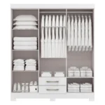 Guarda-Roupa Casal 6 Portas 2 Gavetas Escócia Branco - Imagem 3