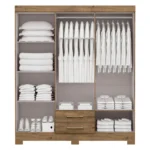 Guarda-Roupa Casal 6 Portas 2 Gavetas Escócia Ipê - Imagem 3