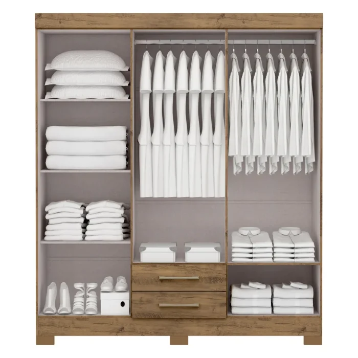 Guarda-Roupa Casal 6 Portas 2 Gavetas Escócia Ipê - Imagem 3