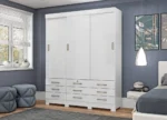 Guarda-Roupa Casal Flex 3 Portas 9 Gavetas New Tóquio Branco - Imagem 4