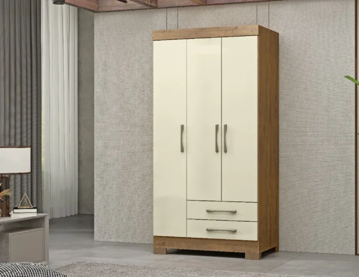 Guarda-Roupa Solteiro 3 Portas 2 Gavetas Escócia Ipê - Imagem 4