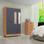 Guarda Roupa Solteiro com Espelho 4 Portas 2 Gavetas - Imagem 3