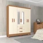 Guarda Roupa Solteiro com Espelho 6 Portas 2 Gavetas  Atualle - Imagem 4
